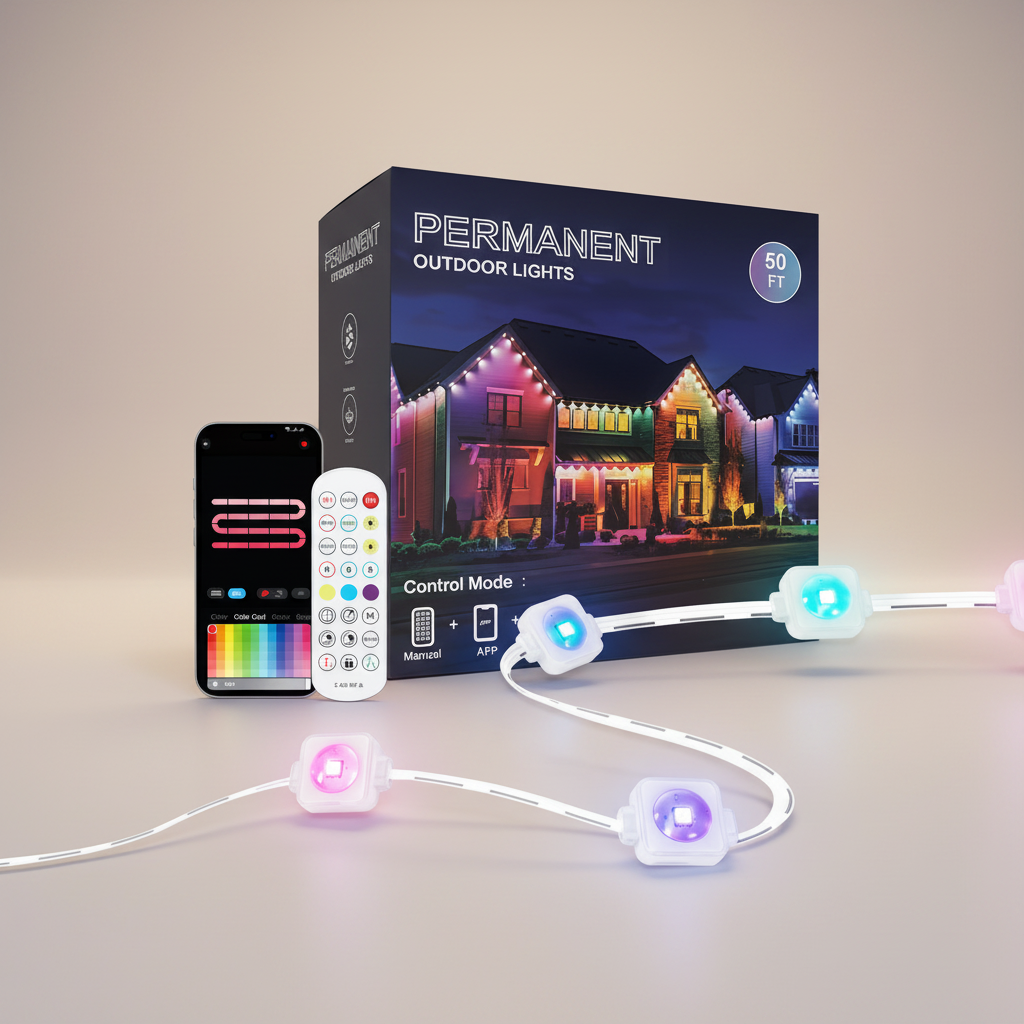 50FT Smart RGB Outdoor Lights With 75 Scene Modes, IP67 Waterproof App and Remote