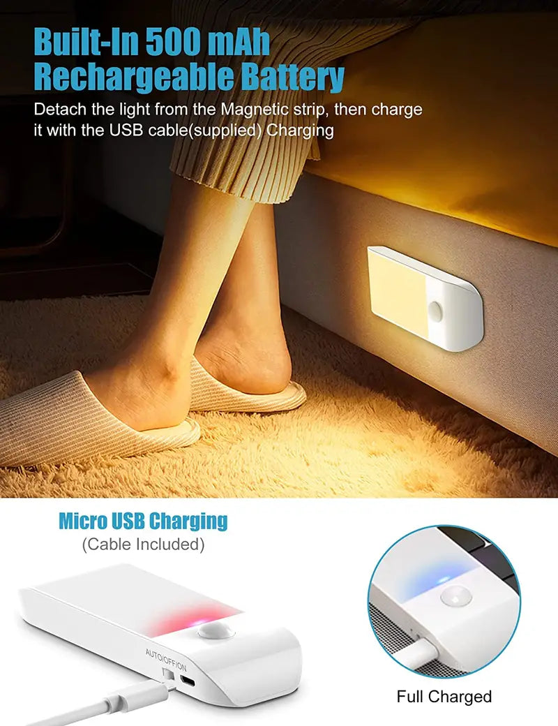 USB Rechargeable Motion Sensor LED Cabinet Light Bar
