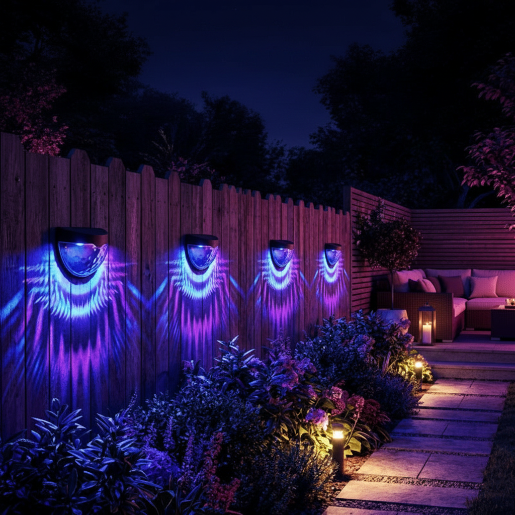12 PCS RGB Solar Fence Lights,Deck Lights Solar Powered Outdoor Waterproof Fence Lighting For Fence Deck Step Stair Post Wall.