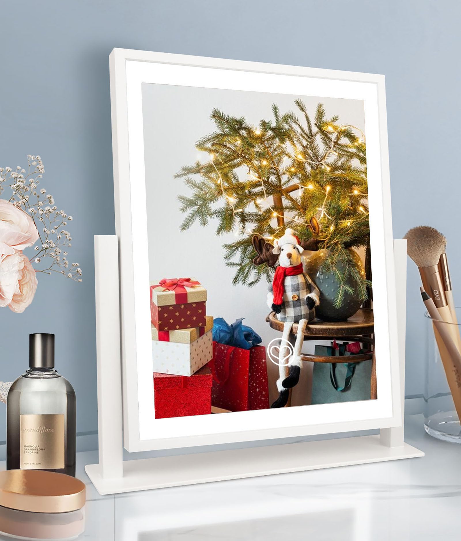 Vanity Mirror with Touch Control 3 Color Lighting Modes Dimmable 360°Rotation, 13Inch