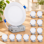 White LED Recessed Ceiling Light, Dimmable, 12 Pack